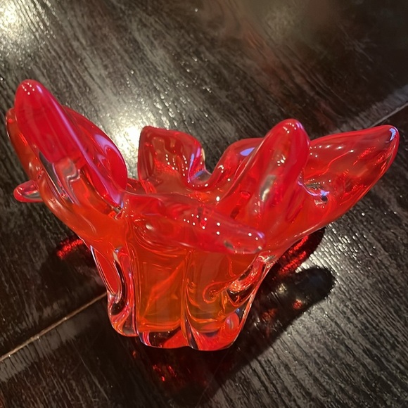 Red Glass Decorative Bowl murano - Picture 2 of 2